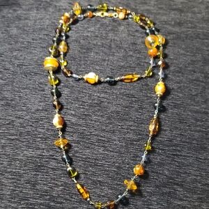 LIZ CLAIBORNE signed Long Lucite Acrylic Beaded Multi Color Necklace Vintage